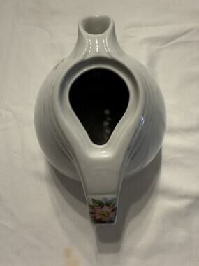 Hall Rose White Ceramic Floral Teapot 658 Glossy Pottery USA without lid. 5”x 5”